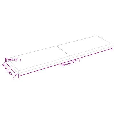 vidaXL Półka, 200x50x(2-6) cm, surowe lite drewno dębowe