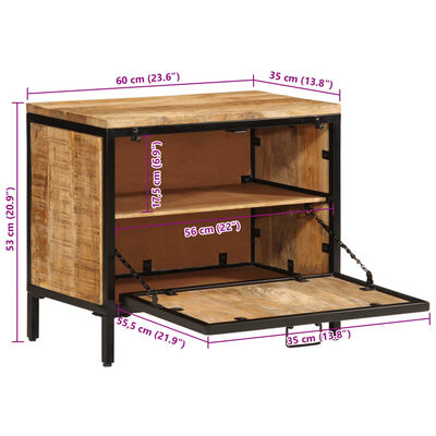 vidaXL Szafka na buty, 60x35x53 cm, lite, surowe drewno mango