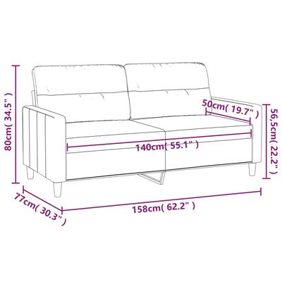 vidaXL Sofa 2-osobowa, czarna, 140 cm, tapicerowana tkaniną