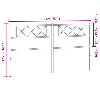 vidaXL Metalowe wezgłowie, czarne, 193 cm