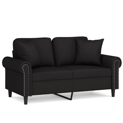 vidaXL 2-osobowa sofa z poduszkami, czarna, 120 cm, aksamit