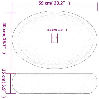 vidaXL Umywalka nablatowa, biała, owalna, 59x40x15 cm, ceramiczna