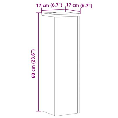 vidaXL Podstawki pod doniczki, 2 szt., czarne, 17x17x60 cm