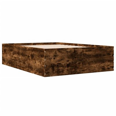 vidaXL Rama łóżka, przydymiony dąb, 140x190cm, materiał drewnopochodny