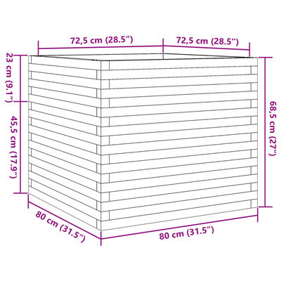 vidaXL Donica ogrodowa, 80x80x68,5 cm, impregnowane drewno sosnowe