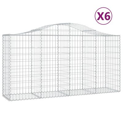 vidaXL Kosze gabionowe, 6 szt, 200x50x100/120 cm, galwanizowane żelazo