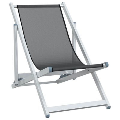 vidaXL Składane krzesła plażowe, 2 szt., szare, aluminium i textilene