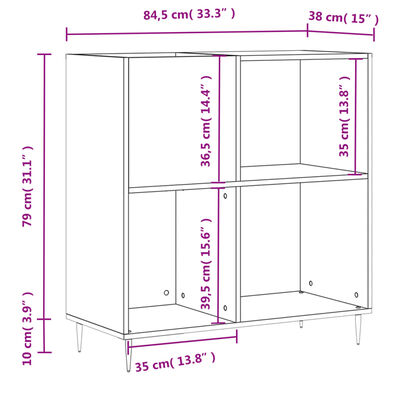 vidaXL Szafka na płyty, czarna, 84,5x38x89 cm, materiał drewnopochodny