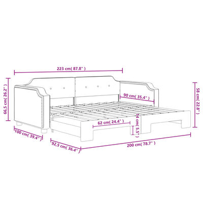 vidaXL Sofa rozsuwana, czarna, 90x200 cm, tkanina