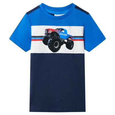 Koszulka dziecięca z krótkimi rękawami, niebiesko-granatowa, 92