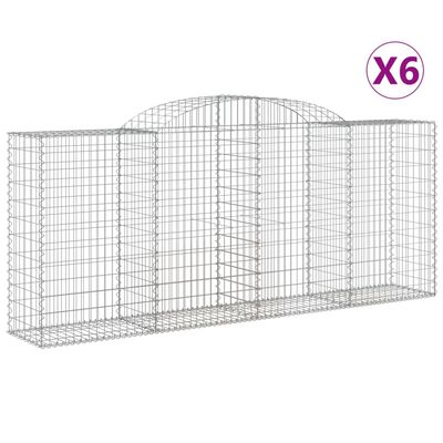 vidaXL Kosze gabionowe, 6 szt, 300x50x120/140 cm, galwanizowane żelazo