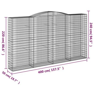 vidaXL Łukowaty kosz gabionowy 400x50x220/240 cm, galwanizowane żelazo