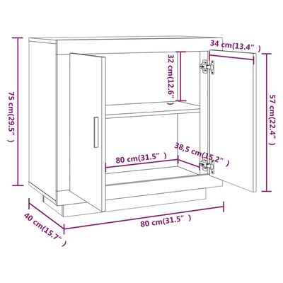 vidaXL Szafka biała z połyskiem, 80x40x75 cm, materiał drewnopochodny