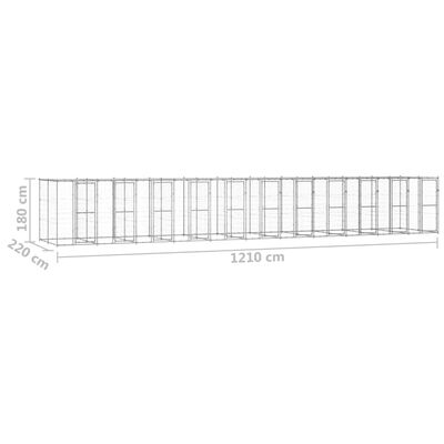 vidaXL Kojec dla psa, z zadaszeniem, stal galwanizowana, 26,62 m²