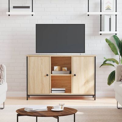 vidaXL Szafka pod TV, dąb sonoma, 100x35x65 cm materiał drewnopochodny