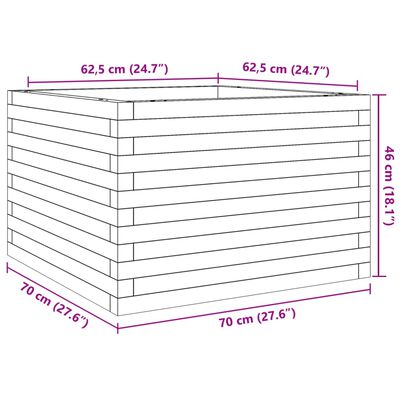 vidaXL Donica ogrodowa, 70x70x46 cm, impregnowane drewno sosnowe