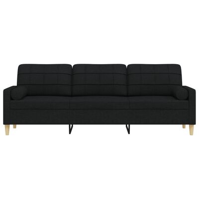 vidaXL 3-osobowa sofa z poduszkami, czarna, 210 cm, obita tkaniną