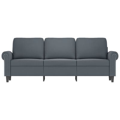 vidaXL Sofa 3-osobowa, ciemnoszara, 180 cm, obita aksamitem