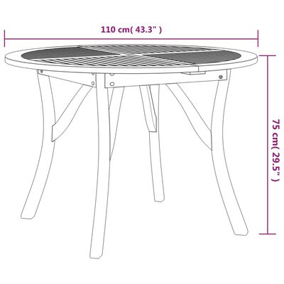 vidaXL Stół ogrodowy, Ø110 cm, lite drewno akacjowe