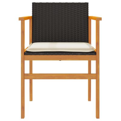vidaXL Krzesła ogrodowe, 2 szt., poduszki, czarne, polirattan i drewno