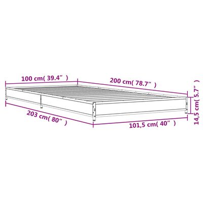 vidaXL Rama łóżka, dąb sonoma, 100x200 cm, materiał drewnopochodny