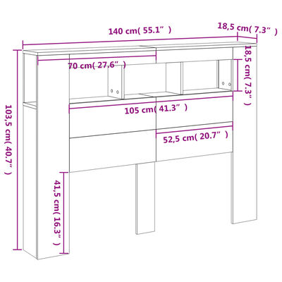 vidaXL Wezgłowie łóżka z LED, białe, 140x18,5x103,5 cm