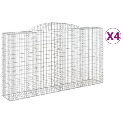 vidaXL Kosze gabionowe z łukiem, 4 szt., 300x50x160/180 cm, żelazo