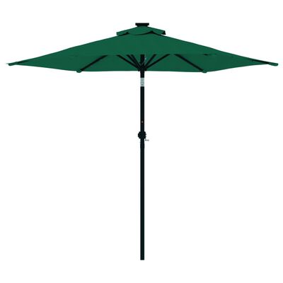 vidaXL Parasol ogrodowy LED, stalowy słupek, zielony, 225x225x212 cm