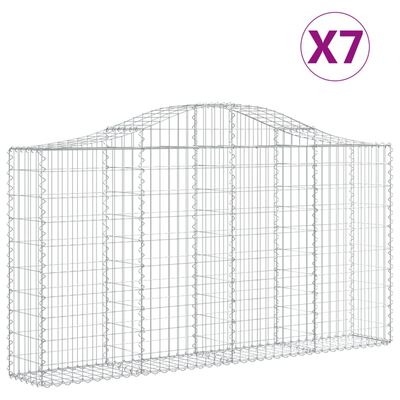 vidaXL Kosze gabionowe, 7 szt, 200x30x100/120 cm, galwanizowane żelazo