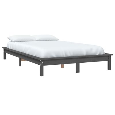 vidaXL Rama łóżka, szara, 120x190 cm, lite drewno sosnowe