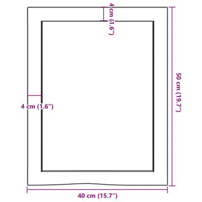 vidaXL Blat do łazienki, jasnobrązowy, 40x50x(2-6) cm, lite drewno