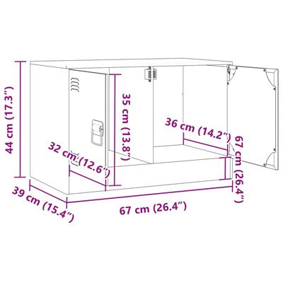 vidaXL Szafka pod telewizor, oliwkowa, 67x39x44 cm, stalowa