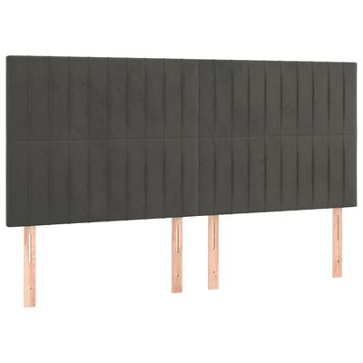 vidaXL Zagłówek do łóżka z LED, ciemnoszary, 180x5x118/128 cm, aksamit