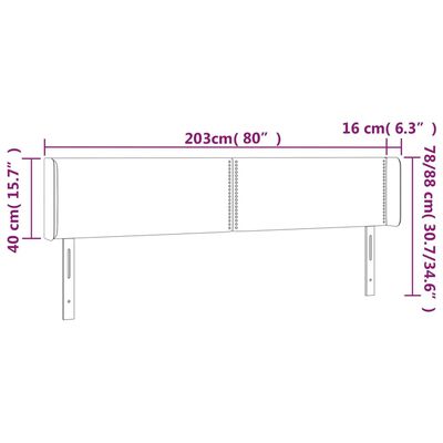 vidaXL Zagłówek do łóżka z LED, różowy, 203x16x78/88 cm, aksamit