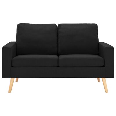 vidaXL 2-osobowa sofa, czarna, tapicerowana tkaniną