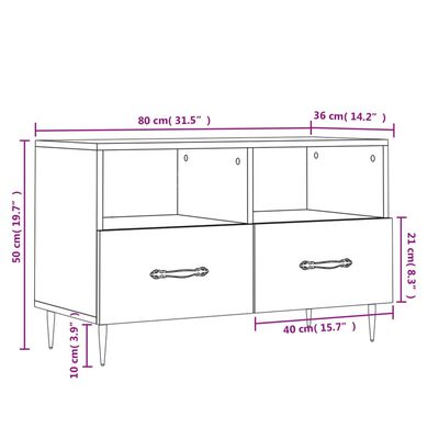 vidaXL Szafka pod TV, czarna, 80x36x50 cm, materiał drewnopochodny