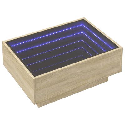 vidaXL Stolik kawowy z LED, dąb sonoma, 70x50x30 cm