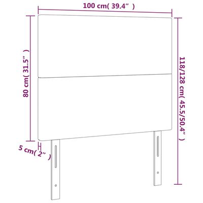 vidaXL Zagłówek do łóżka z LED, ciemnoszary, 100x5x118/128 cm, aksamit