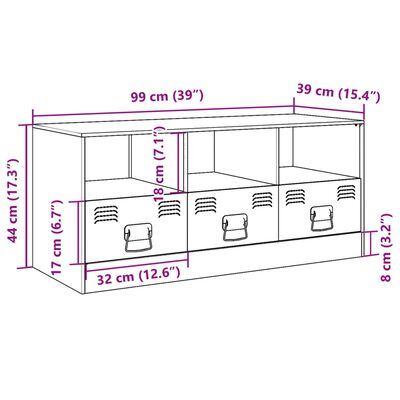 vidaXL Szafka pod telewizor, antracytowa, 99x39x44 cm, stalowa