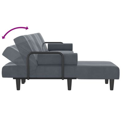 vidaXL Sofa rozkładana L, ciemnoszara, 260x140x70 cm, aksamit