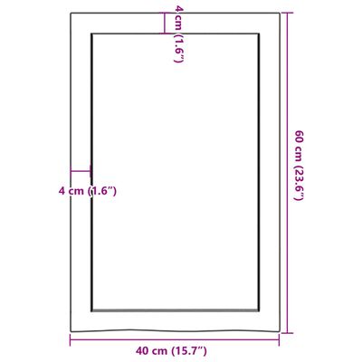 vidaXL Blat do łazienki, ciemnobrązowy, 40x60x(2-6) cm, lite drewno