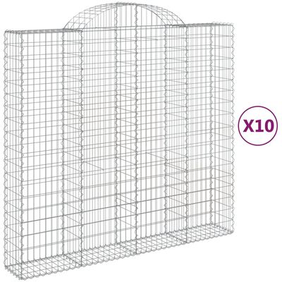 vidaXL Kosze gabionowe, 10 szt, 200x50x180/200cm, galwanizowane żelazo