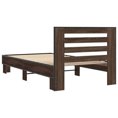 vidaXL Rama łóżka, brązowy dąb, 75x190 cm, materiał drewnopochodny