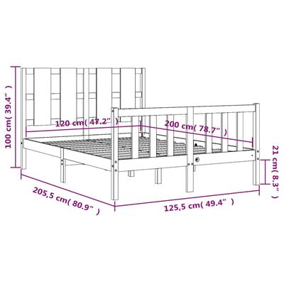 vidaXL Rama łóżka z wezgłowiem, biała, 120x200 cm, lite drewno