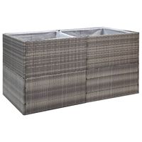 vidaXL Donica ogrodowa, szara, 157x80x80 cm, rattan PE