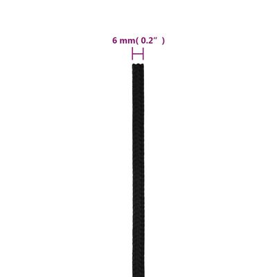 vidaXL Linka robocza, czarna, 6 mm, 25 m, poliester