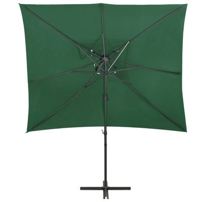 vidaXL Parasol wiszący z podwójną czaszą, 250x250 cm, zielony