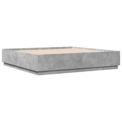 vidaXL Rama łóżka z LED, szarość betonu, 180x200 cm