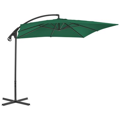 vidaXL Parasol wiszący ze stalowym słupkiem, 250x250 cm, zielony