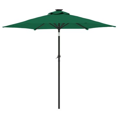 vidaXL Parasol ogrodowy LED, stalowy słupek, zielony, 225x225x212 cm